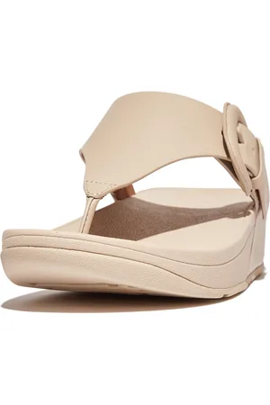 FitFlop Lulu covered-buckle raw-edge leather toe-thongs