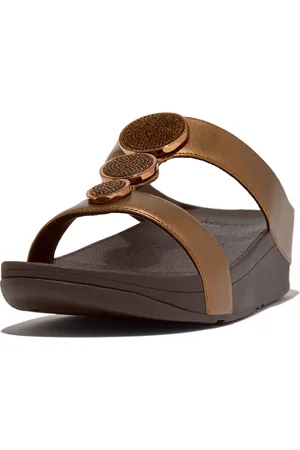 FitFlop Halo bead-circle metallic h-bar slides