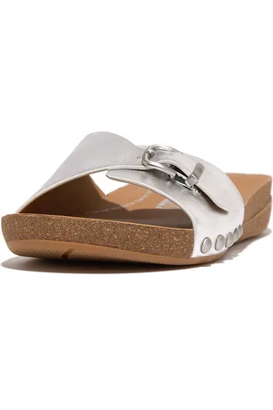 FitFlop Iqushion adjustable buckle metallic-leather slides