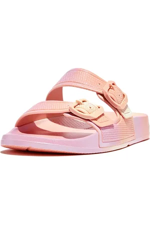 FitFlop Iqushion iridescent two-bar buckle slides