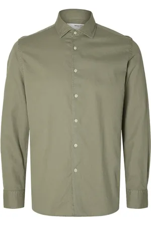 SELECTED Regbond regular fit overhemd vetiver