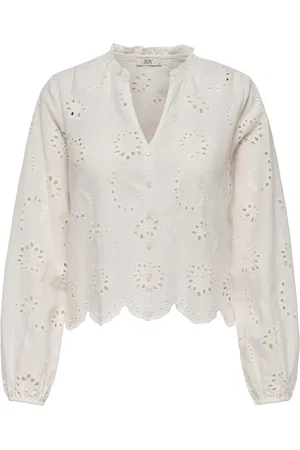 JACQUELINE DE YONG Ditte l/s embroderie short shirt