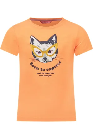 TYGO & vito Meisjes t-shirt print neon koraal