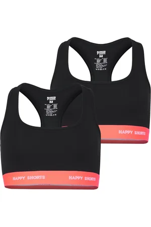 HAPPY SHORTS Dames sport bh bustier zwart 2-pack