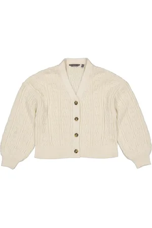 LEVV Meisjes vest gebreid kats wit