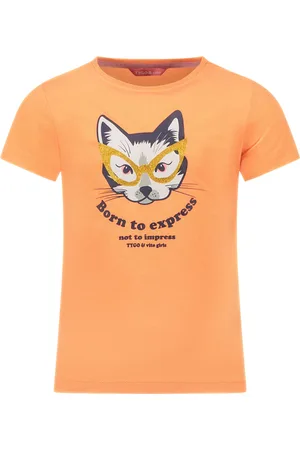 TYGO & vito Meisjes t-shirt print neon koraal