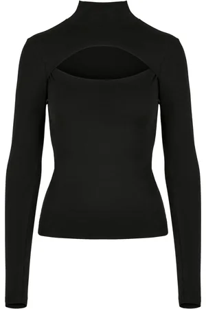 Urban classics Dames uitgesneden schildpadhals top met lange mouwen