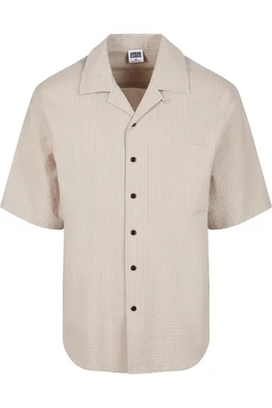 Urban classics Heren seersucker relaxed fit overhemd met korte mouwen