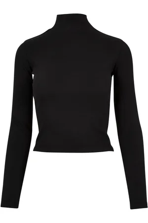 Urban classics Dames geribd uitgesneden rug t-shirt met lange mouwen
