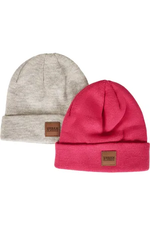 Urban classics Childrens/kids patch leather patch logo beanie (set van 2)