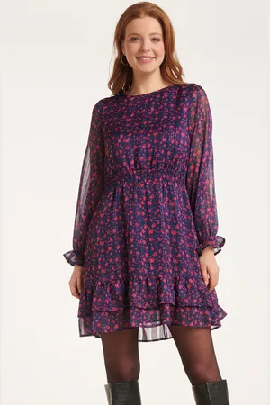 Smashed Lemon 24540 korte jurk met fuchsia bloemenprint |