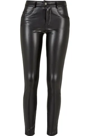 Urban classics Dames synthetisch leren broek mid rise