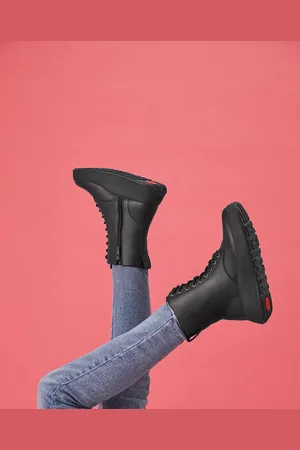 FitFlop F-mode leather lace-up flatform ankle boots