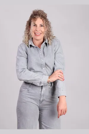 Homage to Denim Denim blouse parelmoer knopen