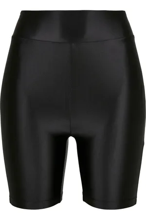 Urban classics Dames metallic glimmende fietsshort met hoge taille (set van 2)