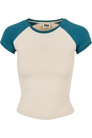 Urban classics Dames retro stretch t-shirt met korte mouwen
