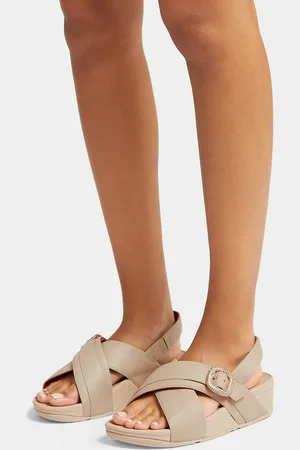 FitFlop Lulu crystal-buckle leather back-strap sandals