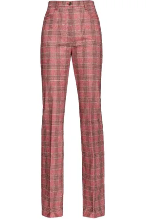 Pinko Polyester flared broek met prince of wales motief