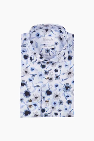 Michaelis Overhemd met grote bloemen en lichte knopen