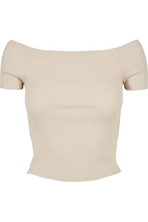 Urban classics Dames geribd off shoulder t-shirt