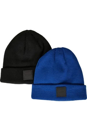 Urban classics Childrens/kids patch leather patch logo beanie (set van 2)