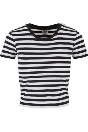 Urban classics Dames gestreept kort t-shirt