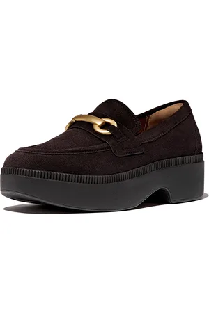 FitFlop F-luma chunky-snaffle suede demi-wedge loafers