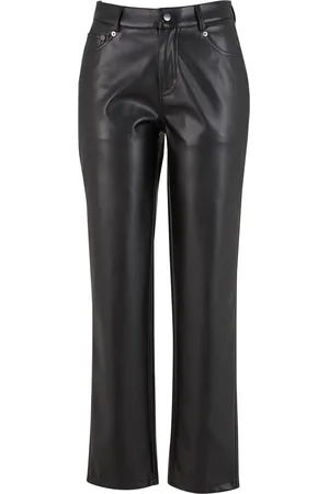 Urban classics Dames synthetisch leren rechte pijp broek