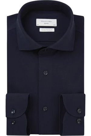 Profuomo Knitted mercerised overhemd met lange mouwen