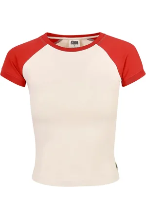Urban classics Dames retro stretch t-shirt met korte mouwen