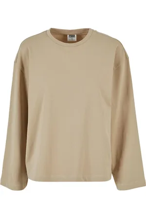 Urban classics Dames organic cotton oversized t-shirt met lange mouwen