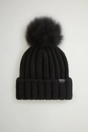 Woolrich Women beanie cashmere pom pom