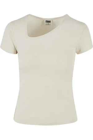 Urban classics Dames organisch asymmetrisch t-shirt
