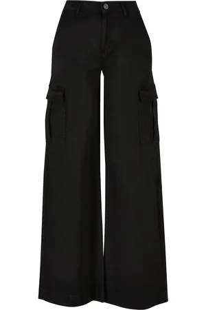 Urban classics Dames twill hoge taille wijde pijpen cargo broek