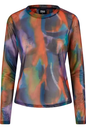 Urban classics Dames reflection mesh top met lange mouwen