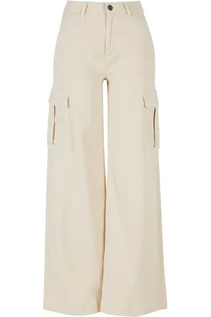 Urban classics Dames twill hoge taille wijde pijpen cargo broek