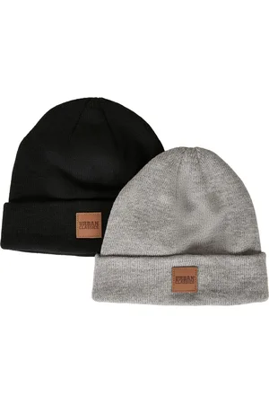 Urban classics Childrens/kids patch leather patch logo beanie (set van 2)