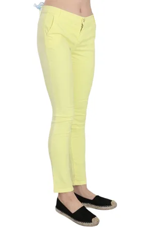 Pinko Chic gele lage taille skinny casual broeken