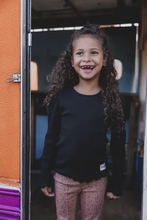 LOOXS Revolution Longsleeve rib jersey graphite voor meisjes in de kleur