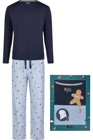 HAPPY SHORTS Heren kerst pyjama set shirt + broek giftbox skiing santa