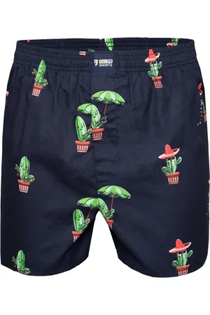 HAPPY SHORTS X heren wijde boxershort met binnenbroek cactus print