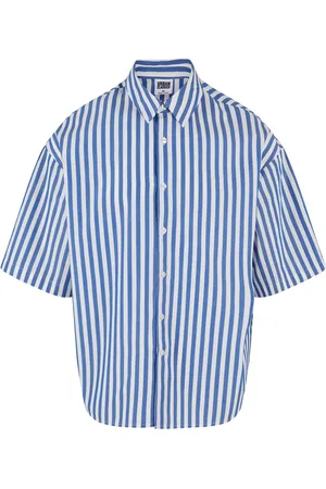Urban classics Heren gestreept zomershirt met korte mouwen