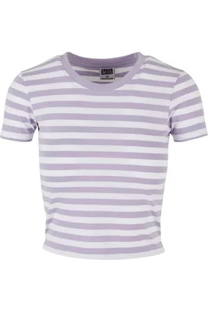 Urban classics Dames gestreept kort t-shirt