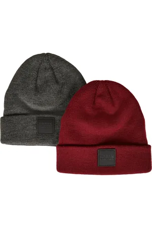 Urban classics Childrens/kids patch leather patch logo beanie (set van 2)
