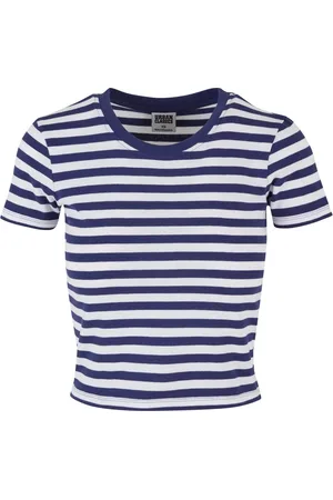 Urban classics Dames gestreept kort t-shirt