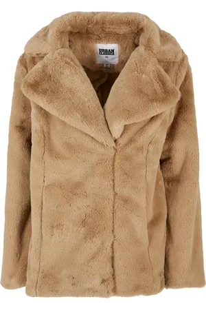 Urban classics Dames teddy fleece jas met kapkraag