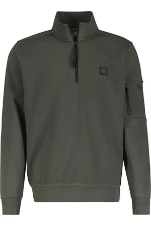 Lerros Sweater half zip olijf