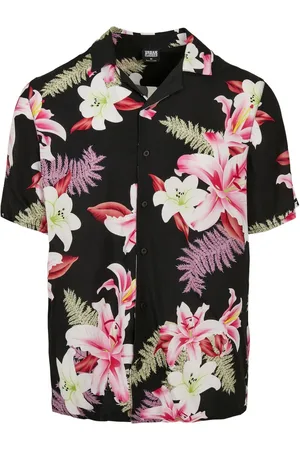 Urban classics Heren overhemd met all-over print in viscose