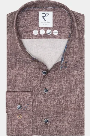 R2 Amsterdam Casual hemd lange mouw dobby printed on suecell 126.wsp.010/041