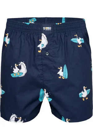 HAPPY SHORTS X heren wijde boxershort met binnenbroek surfende zeemeeuw print